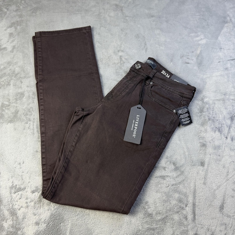 Liverpool Jeans Mens 30x34 Brown Espresso‎ Relaxed Straight Stretch Pants NWT